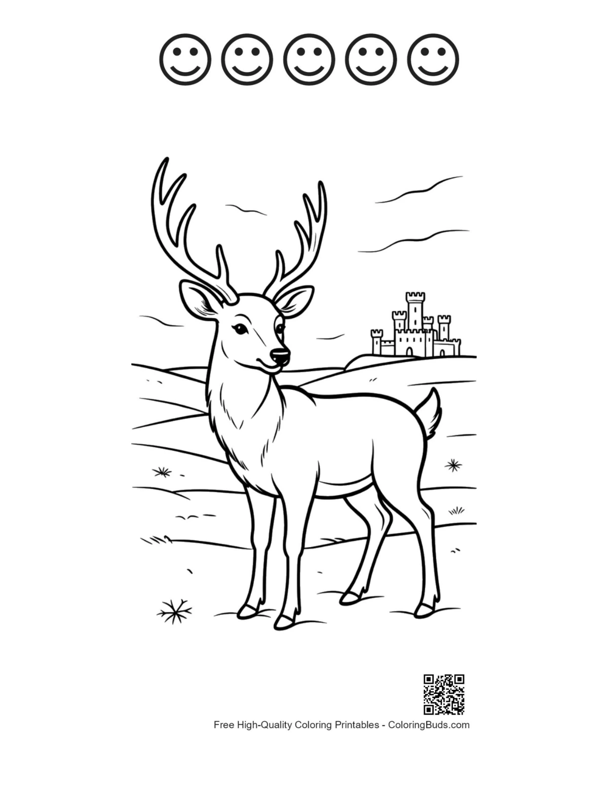 Printable buck antlers with 5 happy faces