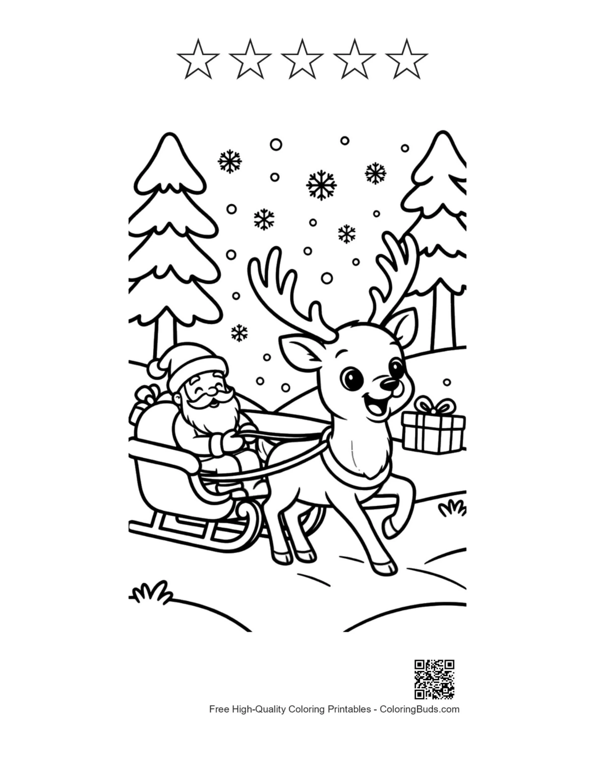 Buck antlers coloring sheet with 5 stars printable