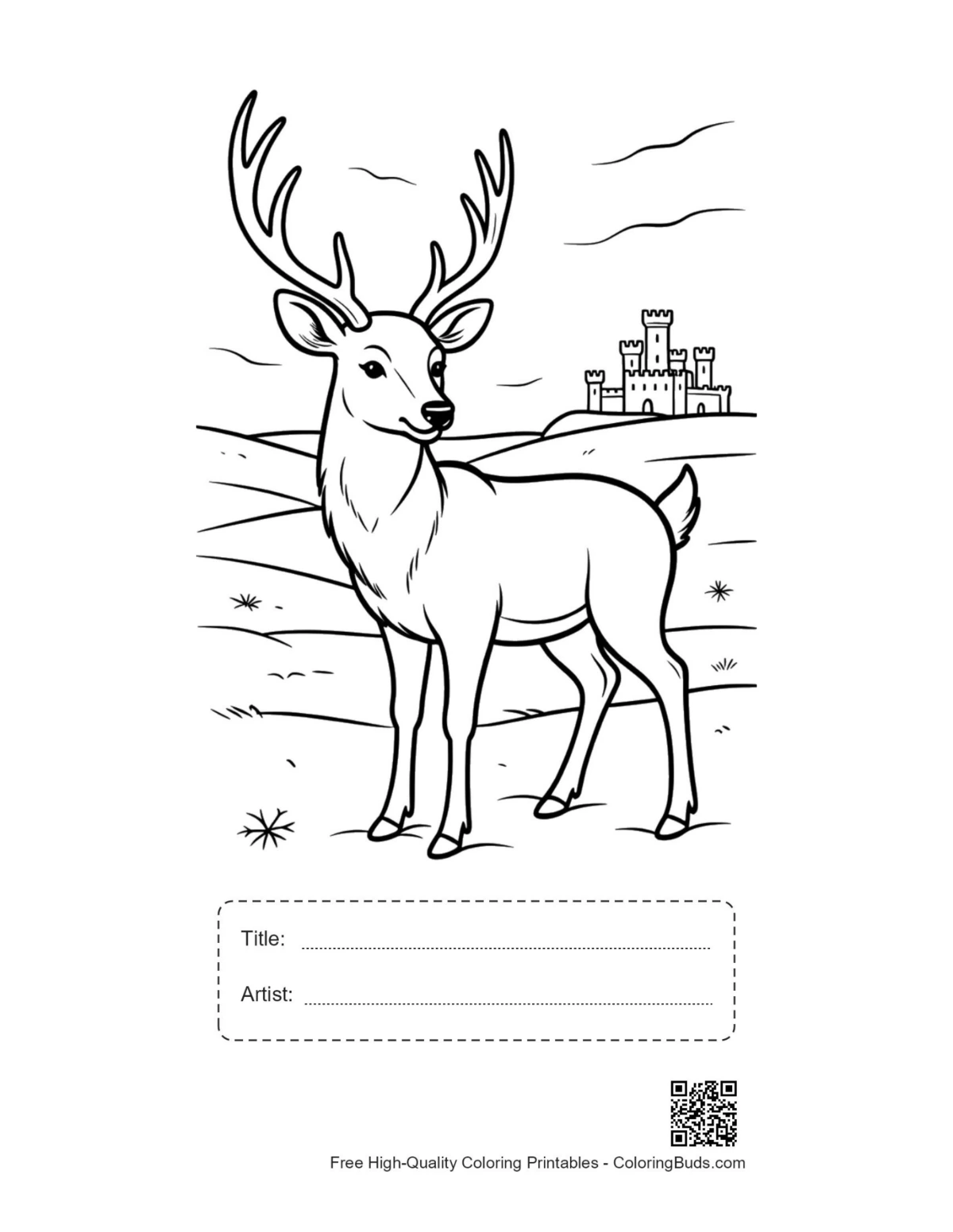 Buck antlers printable with title artist box
