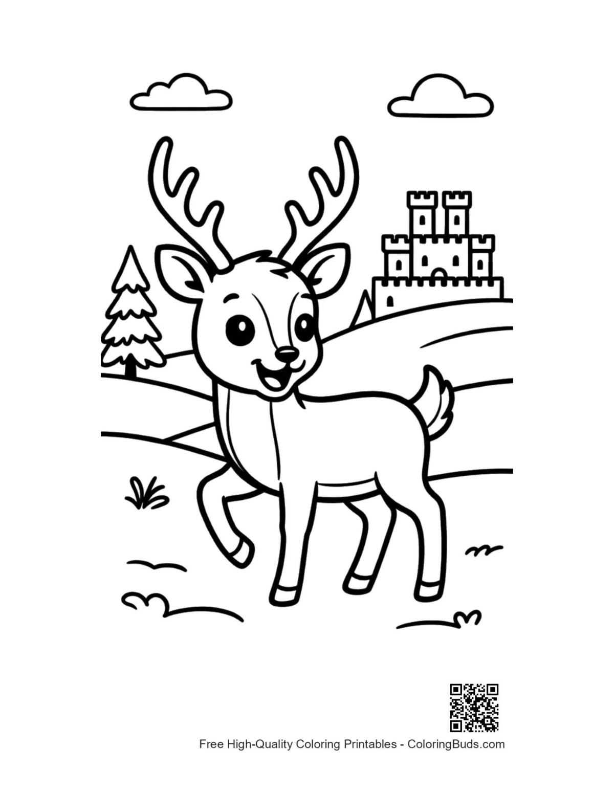 Buck with antlers near castle hill printable