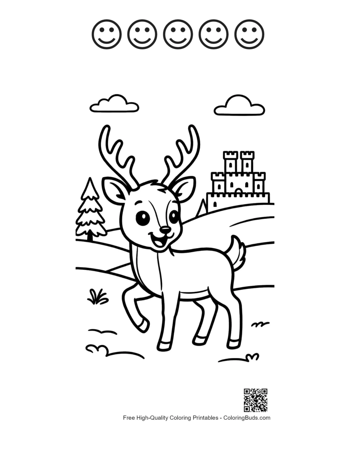 Buck antlers printable 5 happy faces castle hill