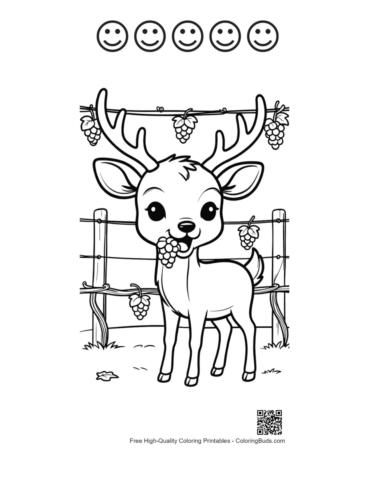 Buck vineyard printable 5 happy faces outline
