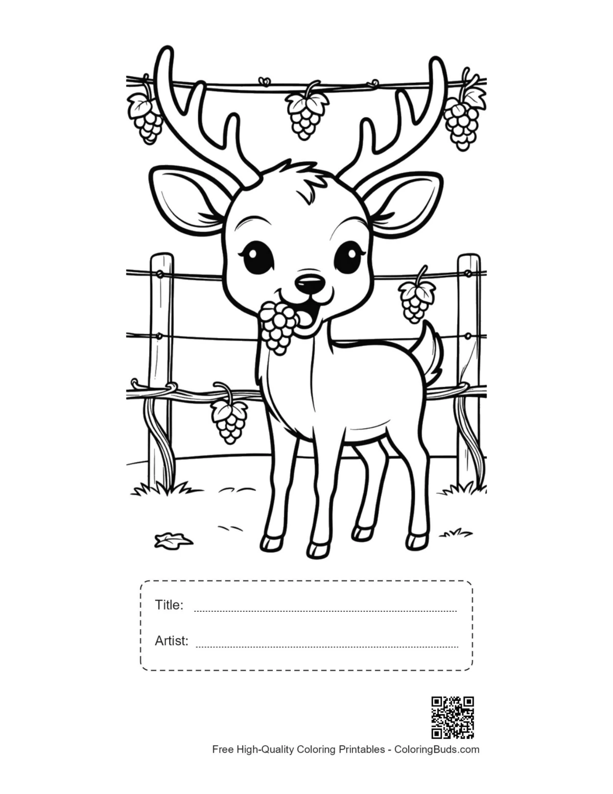 Buck antlers grapes vineyard printable with title box