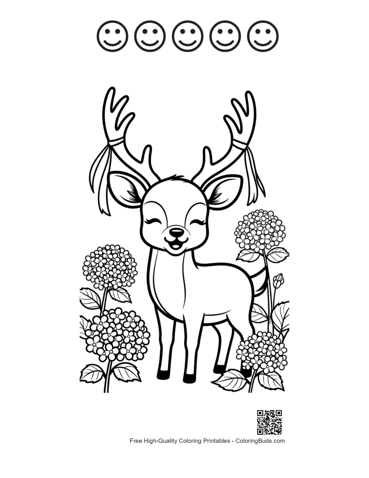 Buck antlers printable with happy faces