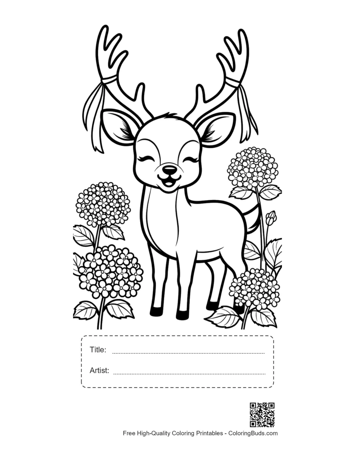 Buck antlers daisies printable with title box