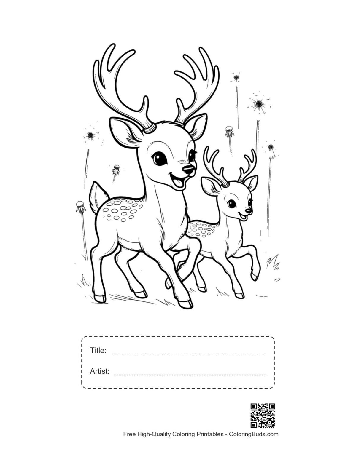Buck with antlers printable with title box for kids