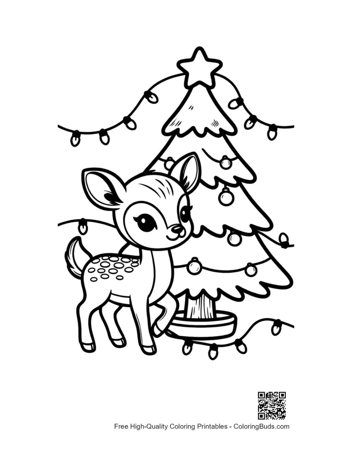 Printable fawn coloring sheet baby deer outline