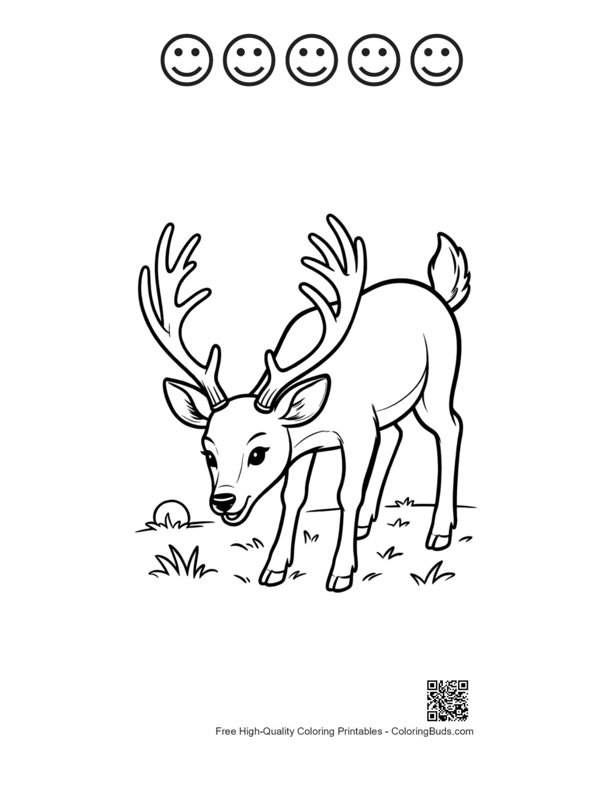Buck antlers woods printable with 5 happy faces