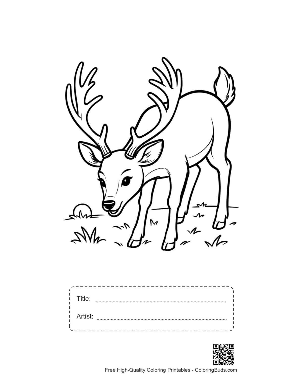 Handsome buck antlers woods printable with title box