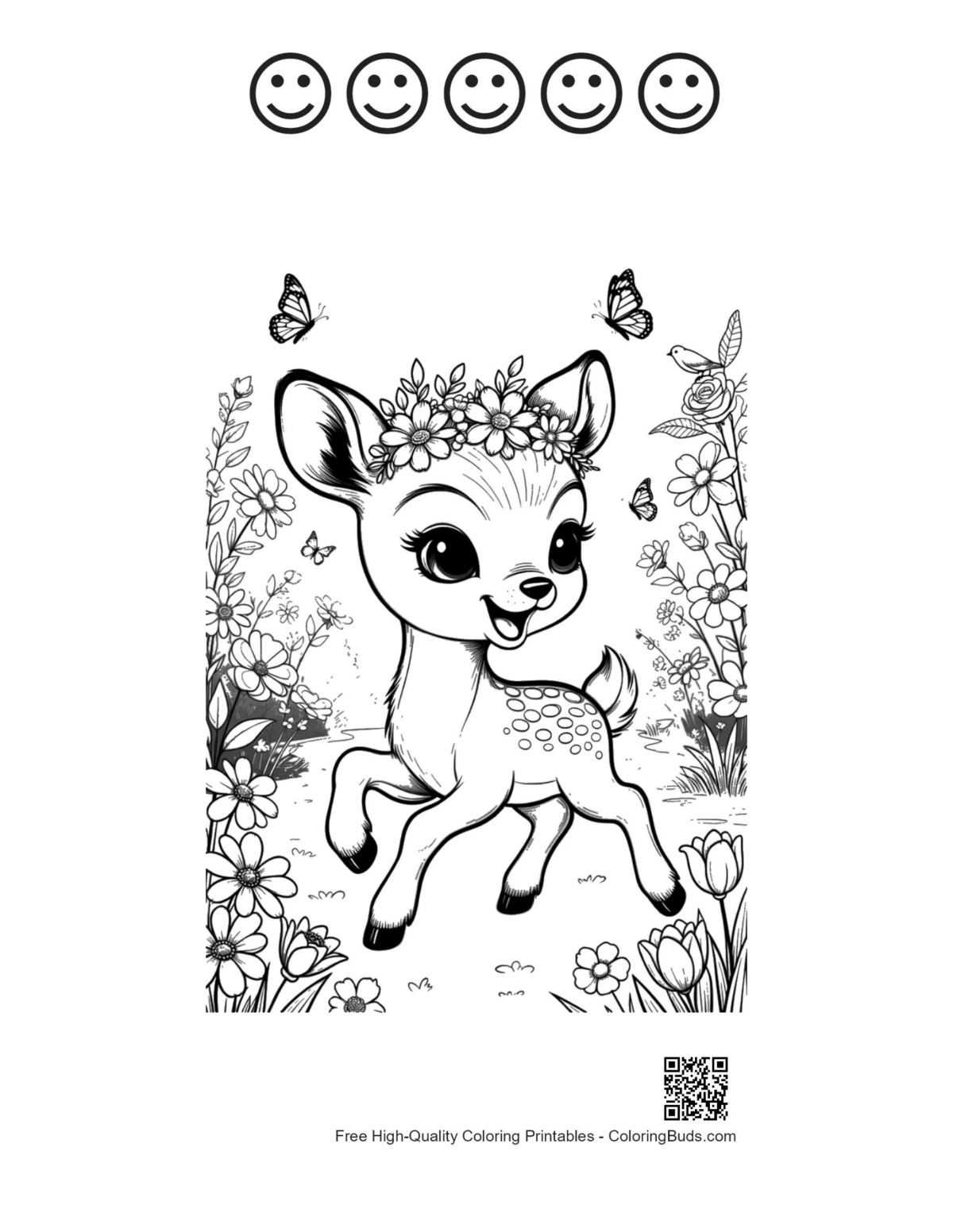 Happy fawn 5 happy face outline printable