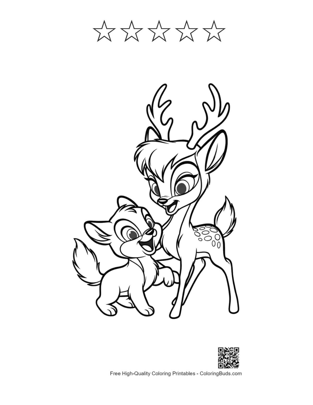 Fawn printable with 5 star outlines