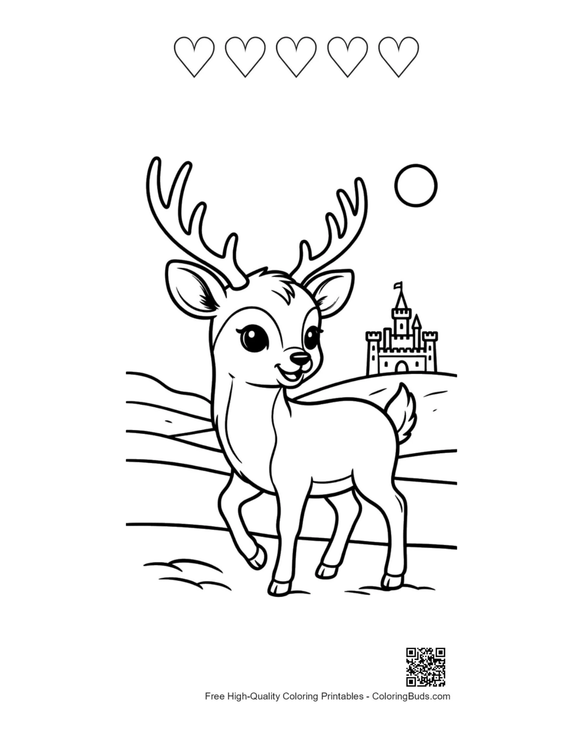 Noble buck antlers castle with 5 heart outlines