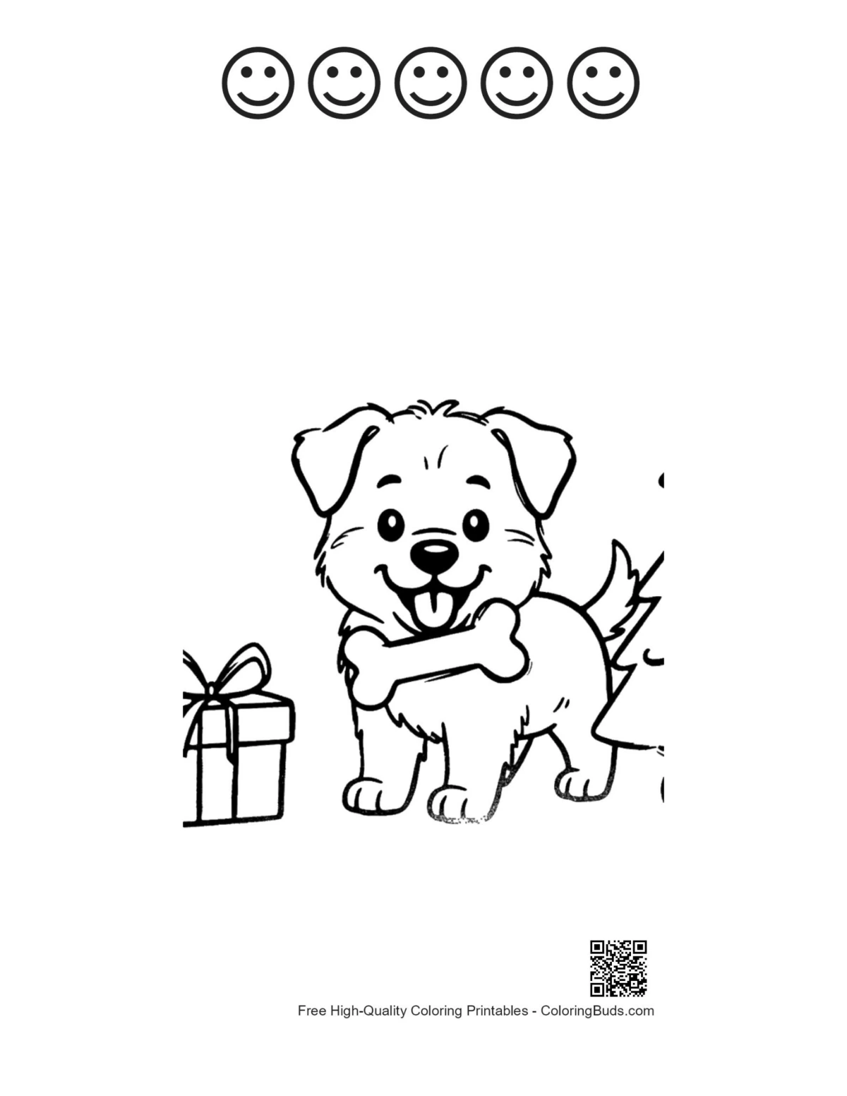 Becie coloring page with 5 happy faces