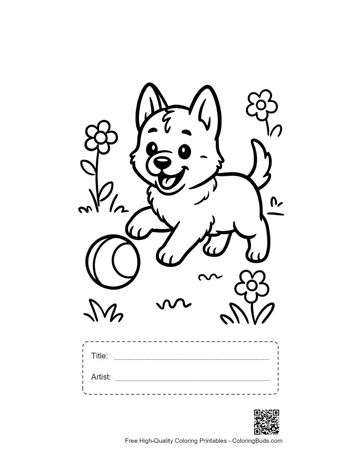 Becie printable sheet with title and artist signature box