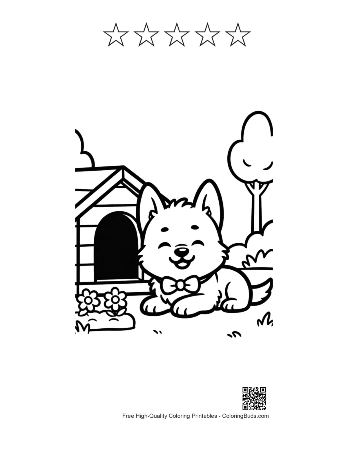 Becgie puppy coloring with 5 star outlines