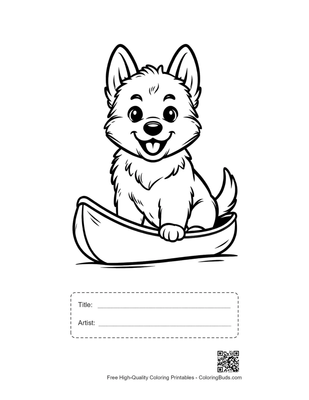 Becgie puppy garden play printable with title box