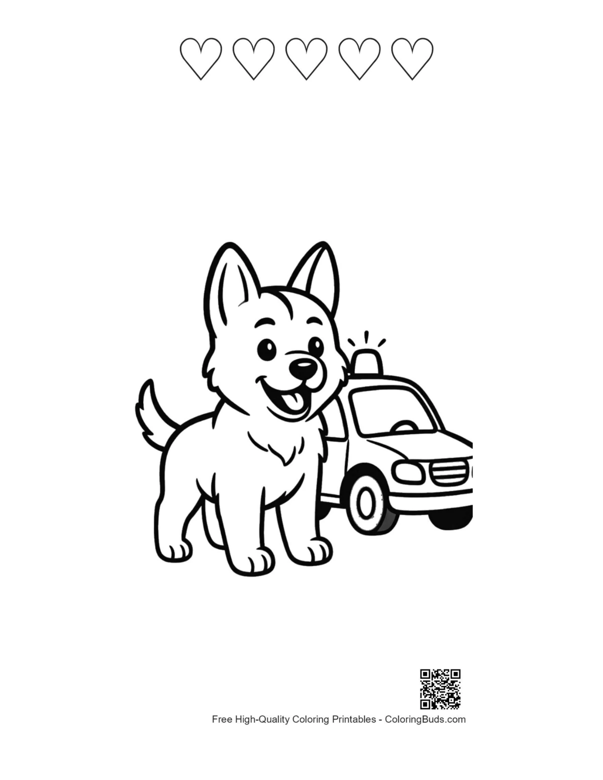 Becgie dog hearts coloring printable