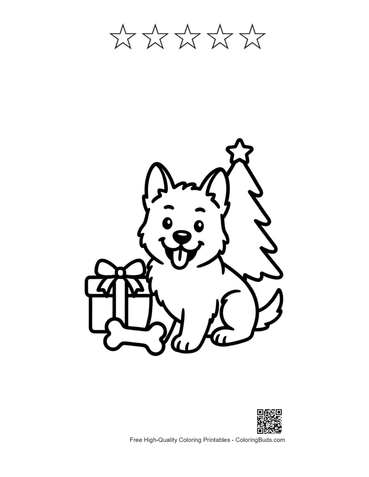 Cute Becgie with 5-star outline printable