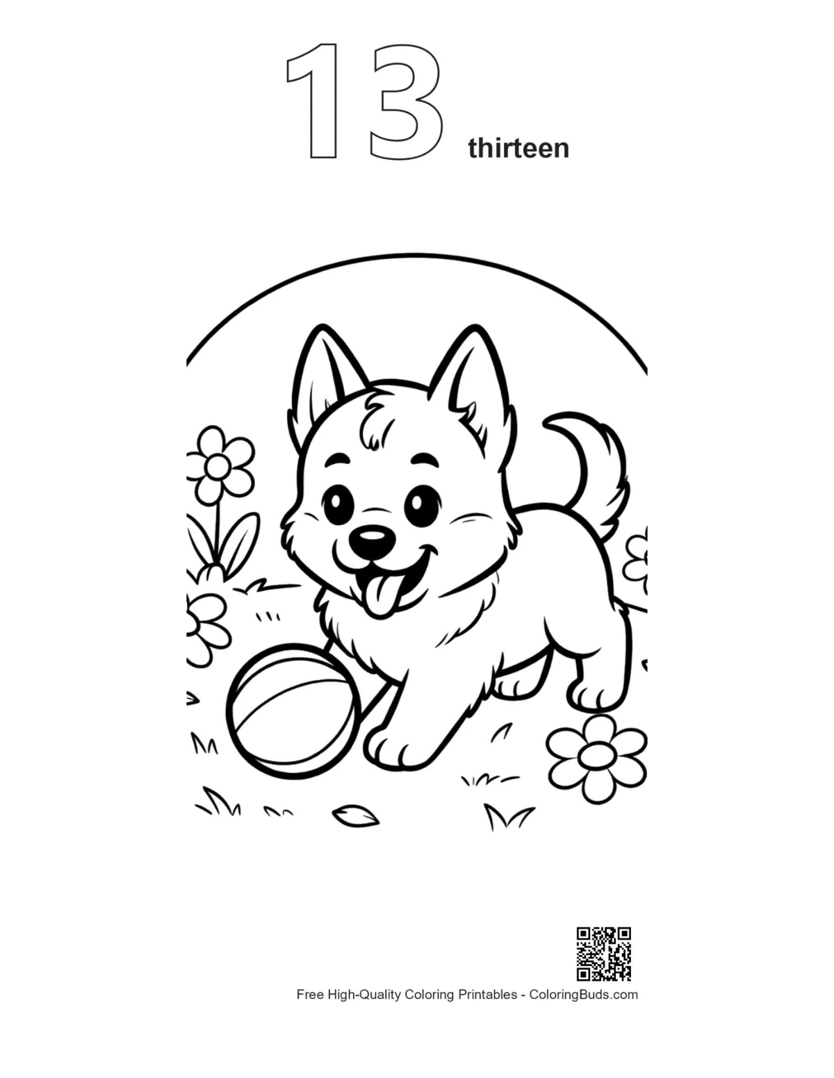 Cute Becgie outline number 13 printable