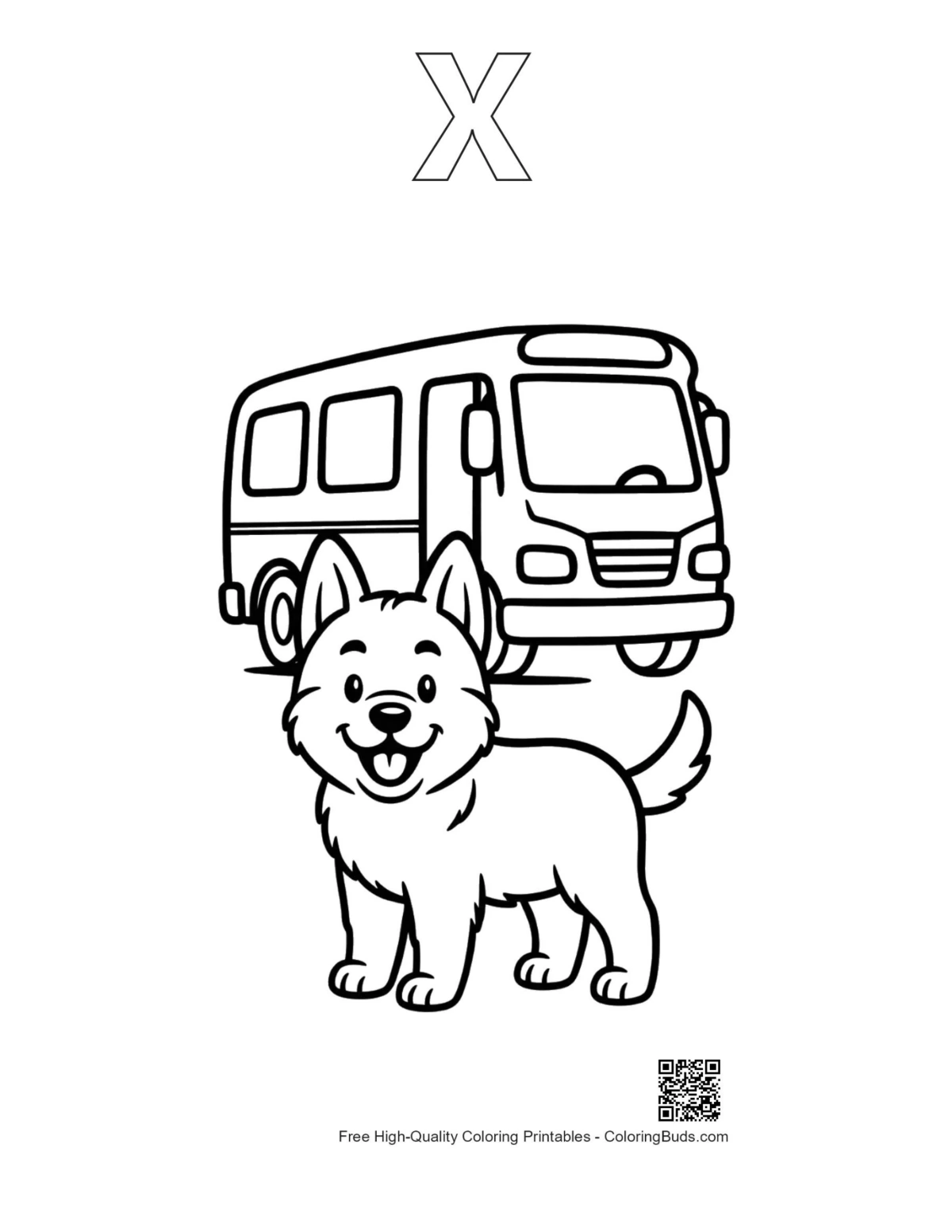 Becie outline alphabet X coloring page