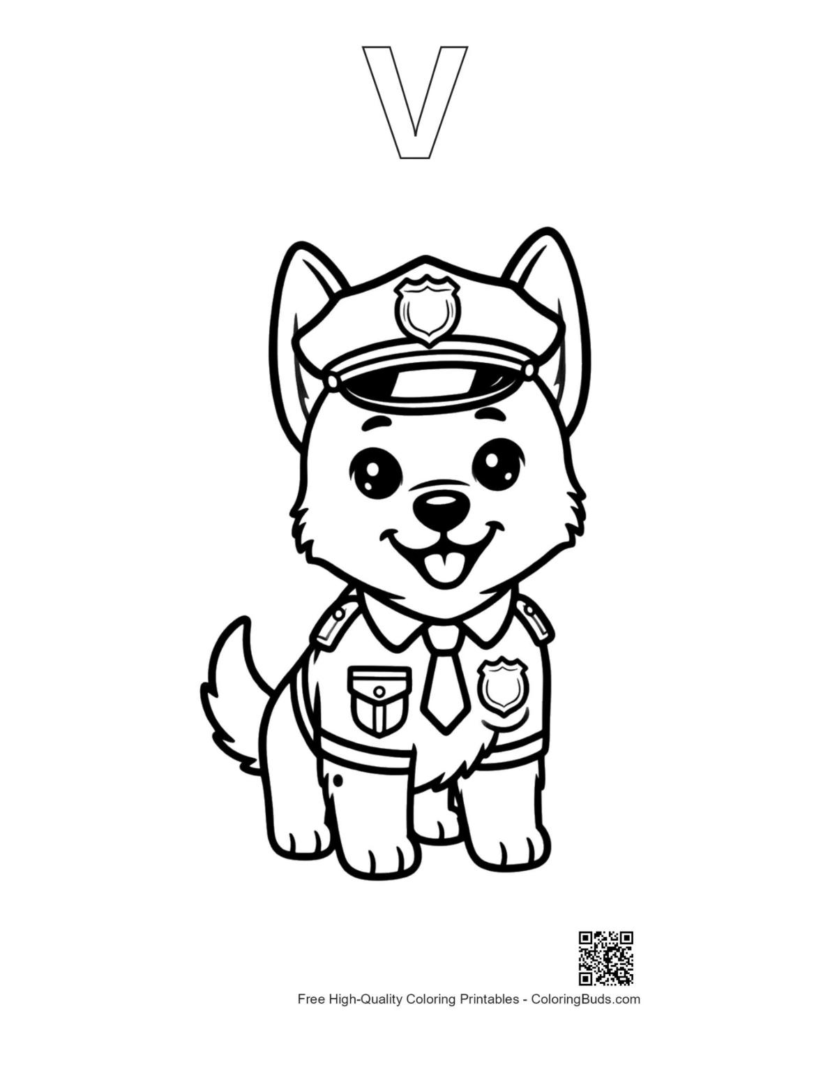 Becgie coloring page alphabet V outline