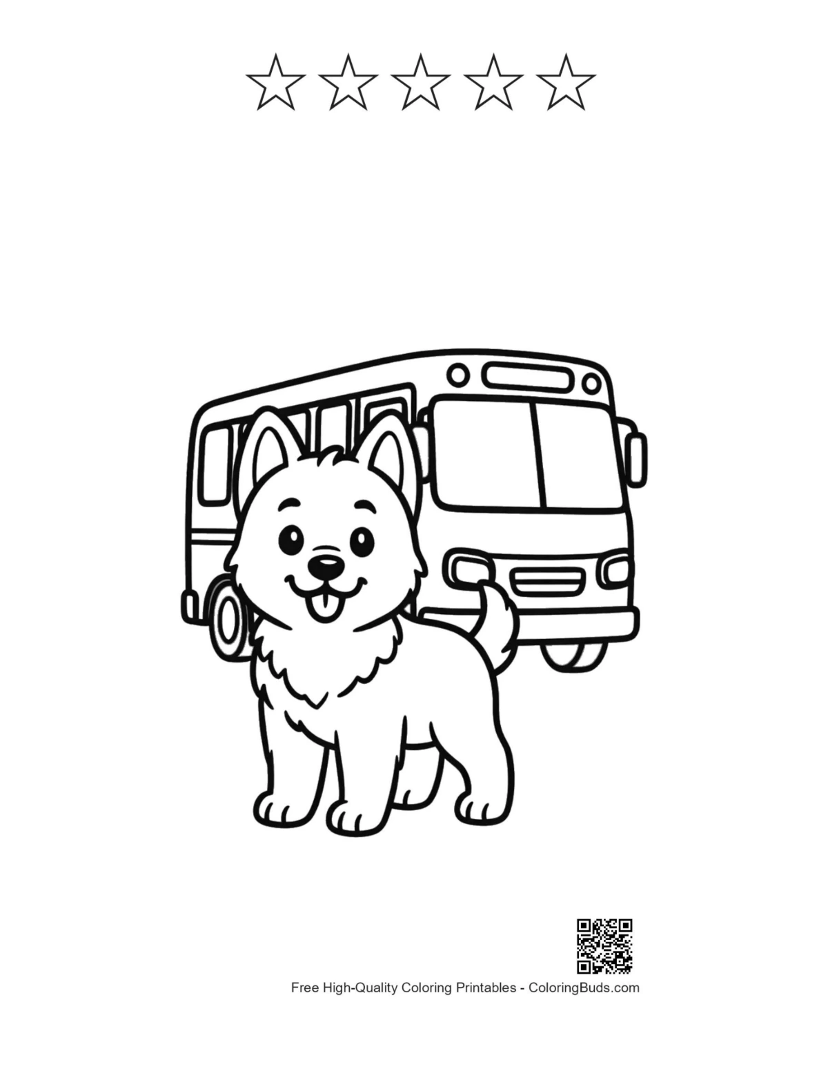 Becgie puppy printable with 5 star outlines