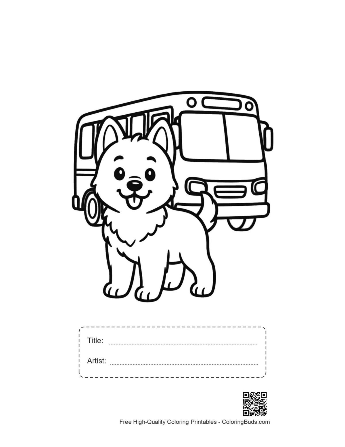 Becgie puppy bus stop printable with title box
