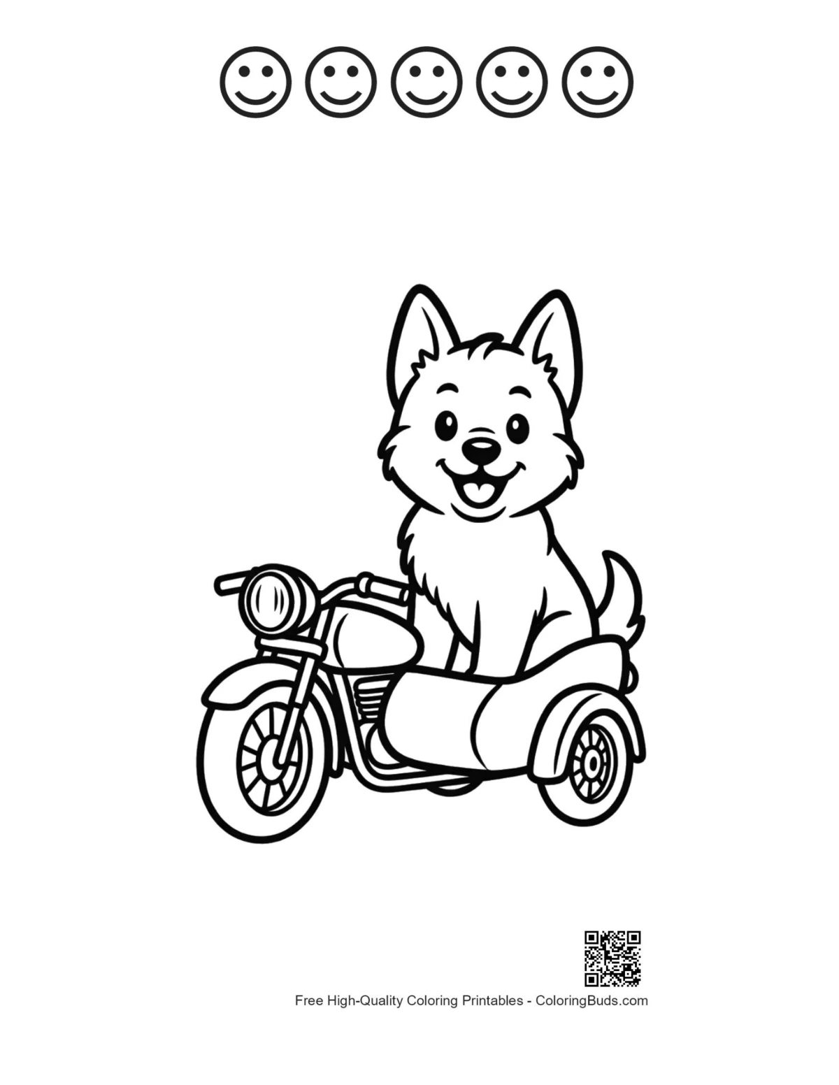 Smiling Becgie puppy with 5 happy faces outline