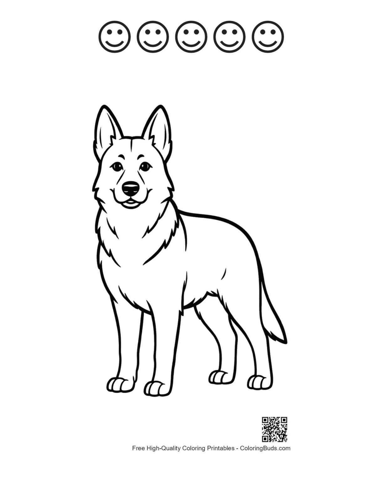 Standing German Shepherd with happy faces