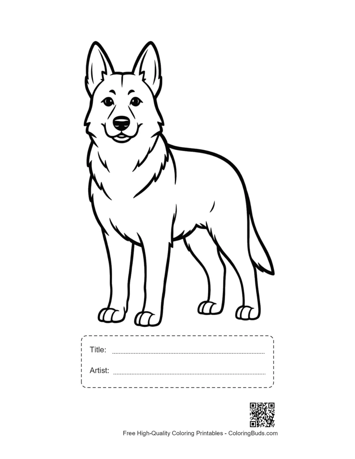 Printable Standing German Shepherd with title box