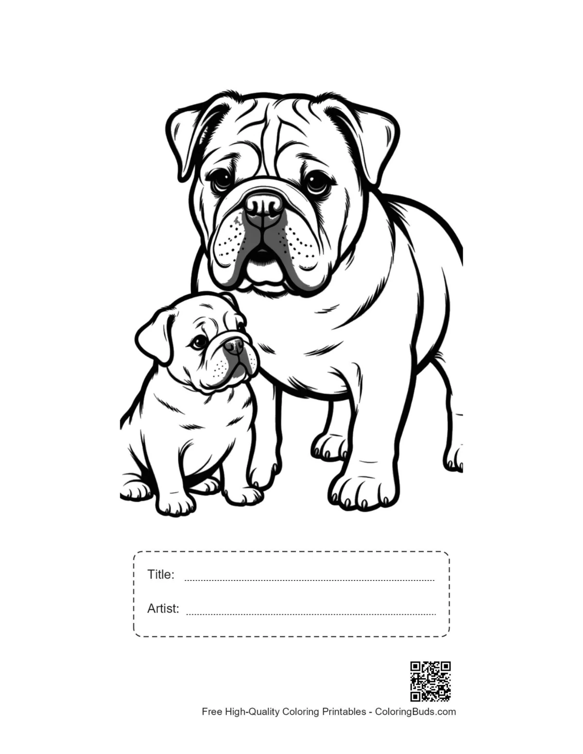 Bulldog mom puppy printable with title box