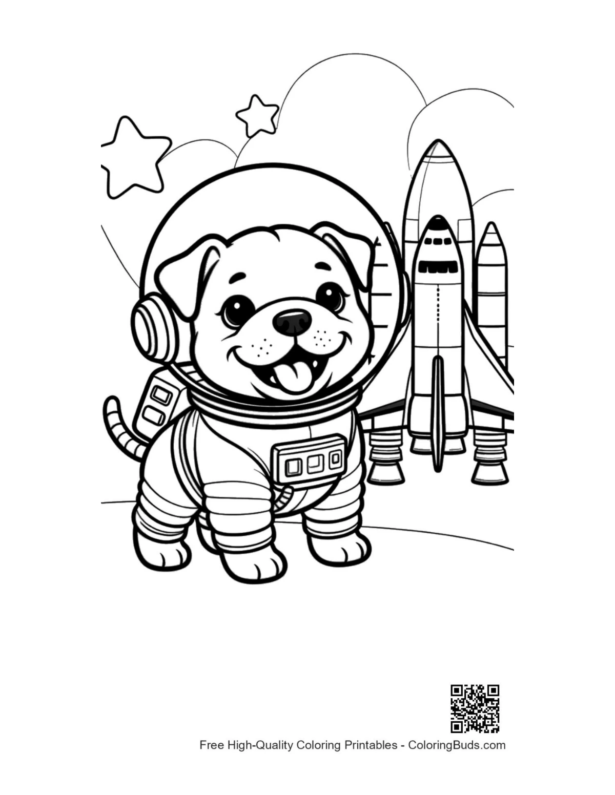 Bulldog printable coloring page outline