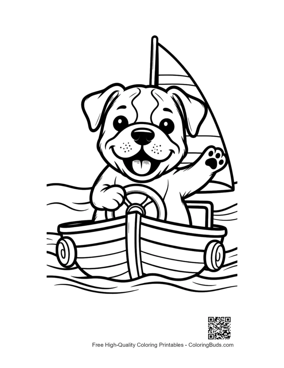 Bulldog printable coloring page outline