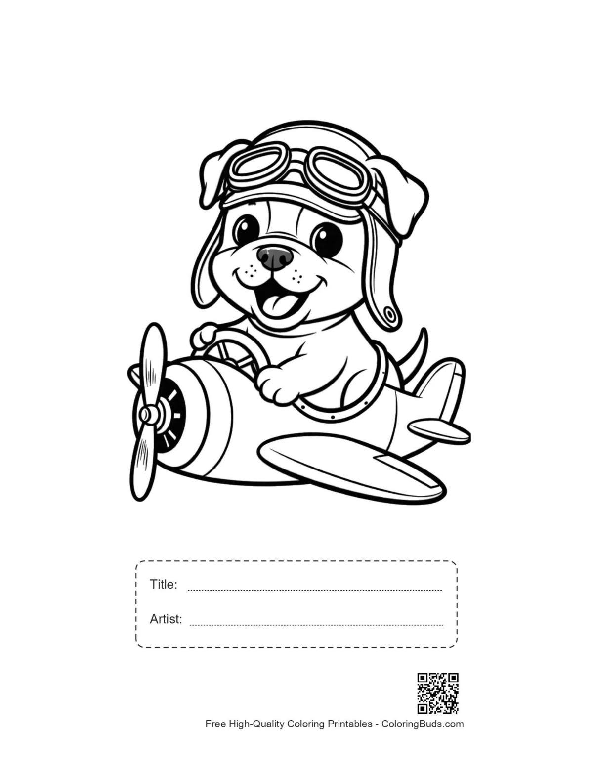 Printable bulldog sheet with title artist box