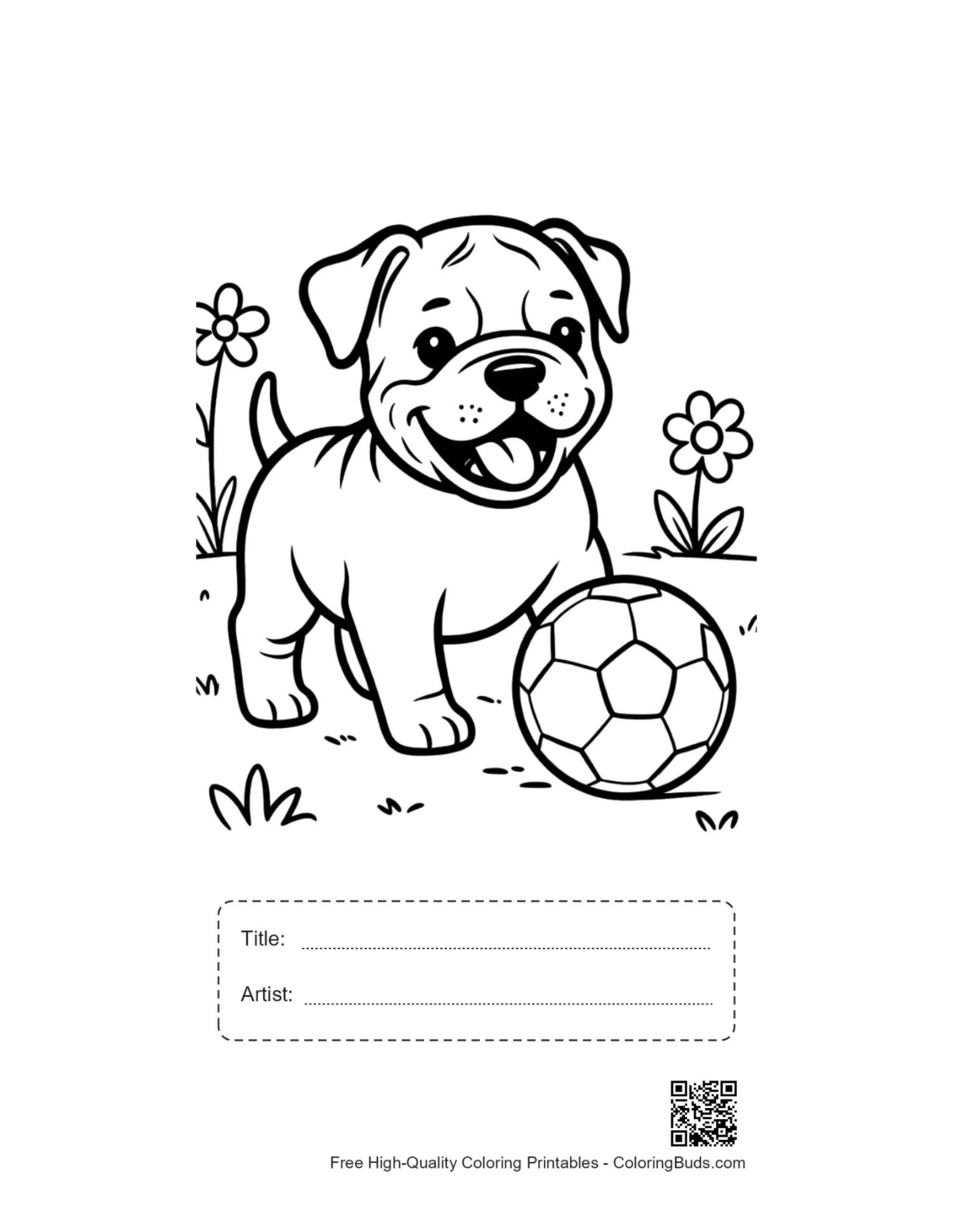Printable Bulldog sheet with title artist box