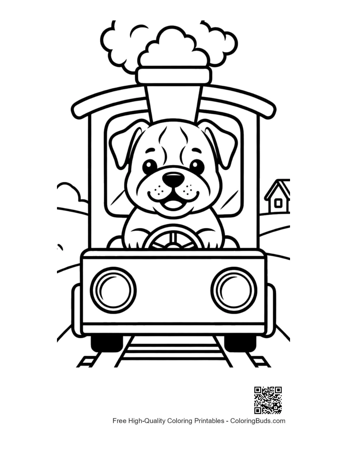 Easy bulldog coloring page printable for kids