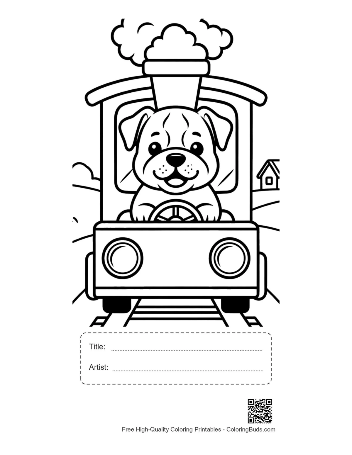 Easy bulldog printable with title artist box