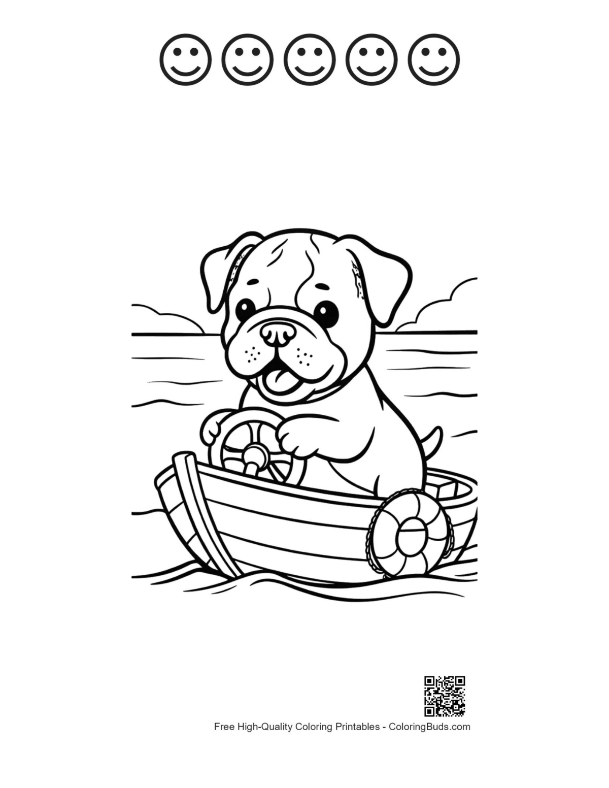 Bulldog sheet with happy faces