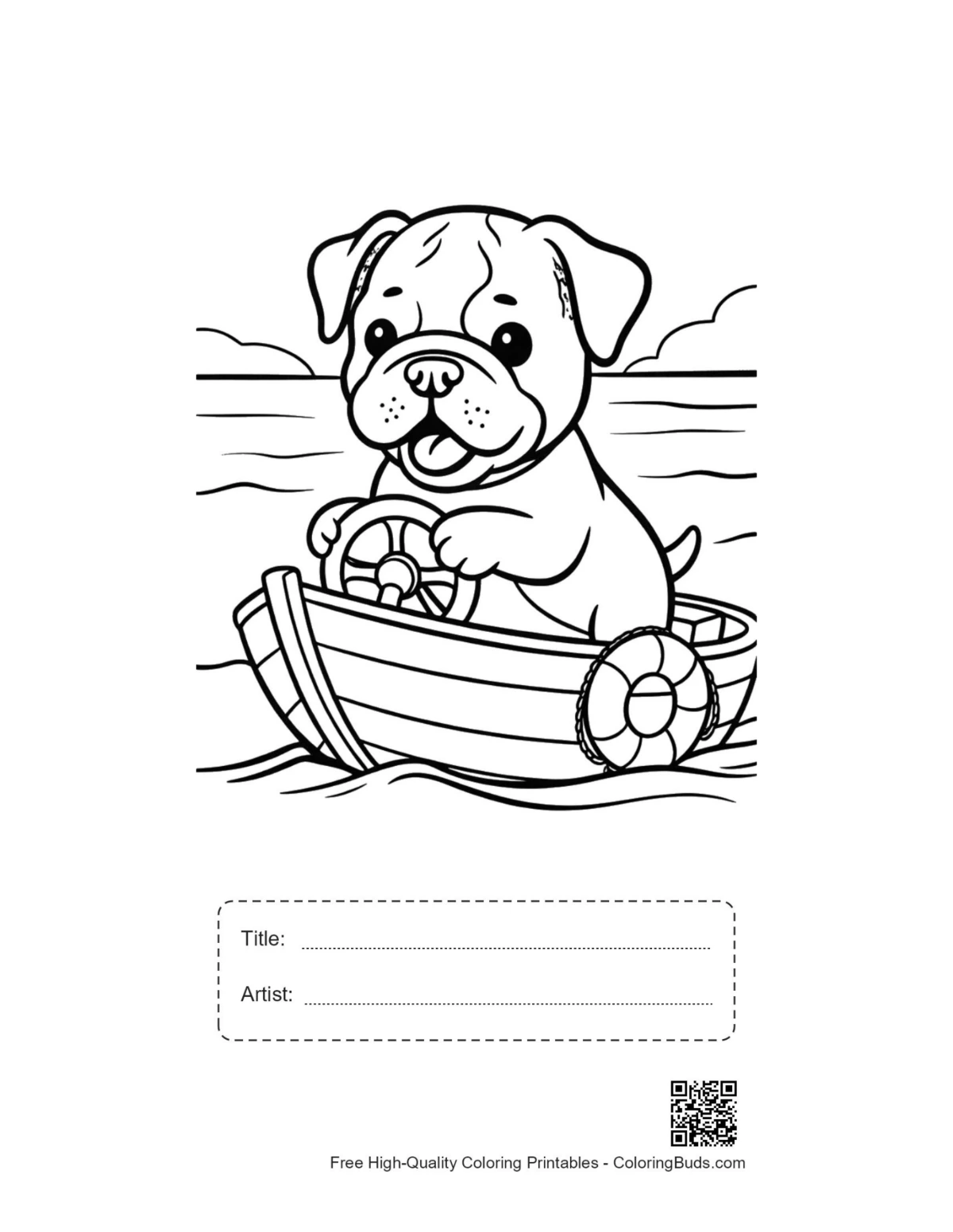 Printable bulldog sheet with title box