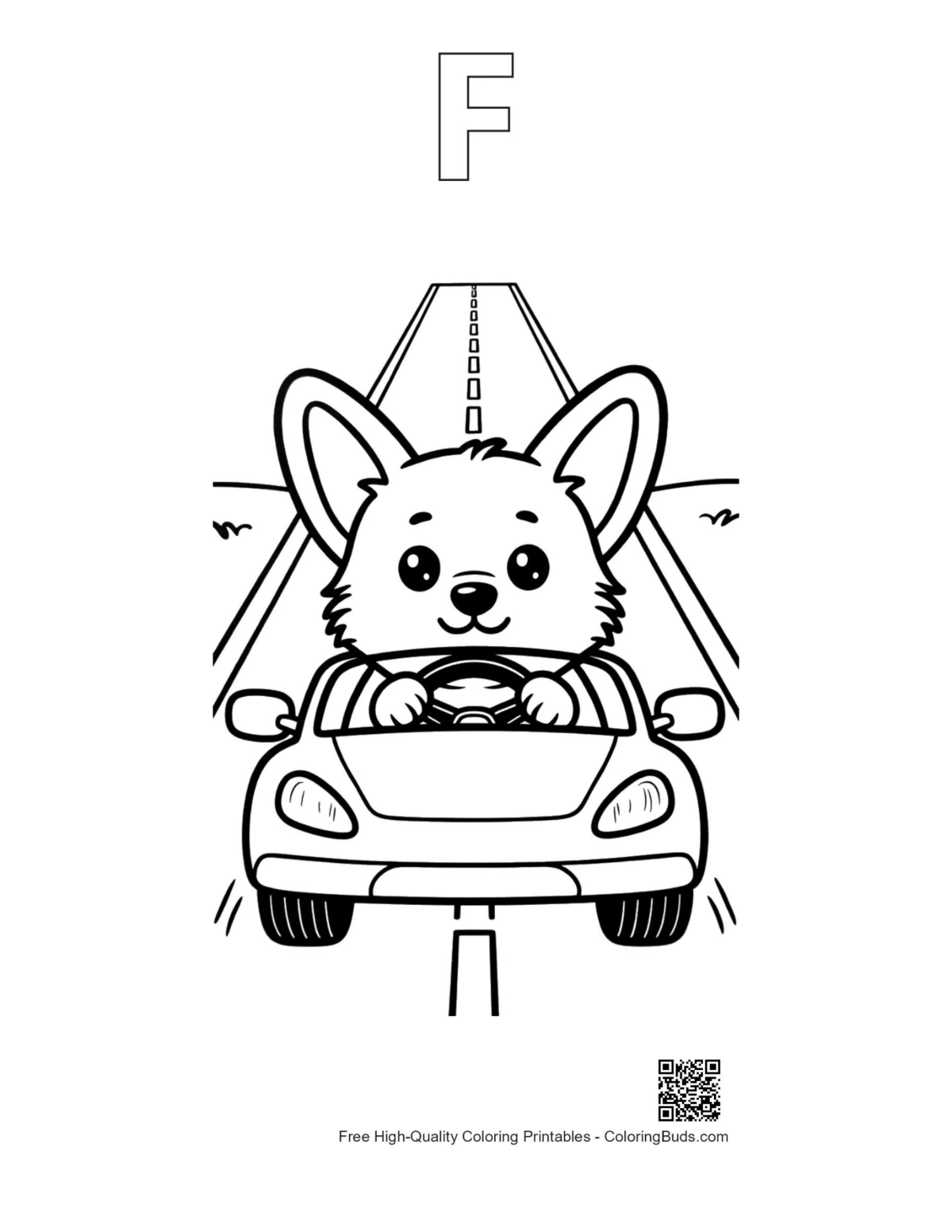 Corgi toy car driver with alphabet F outline