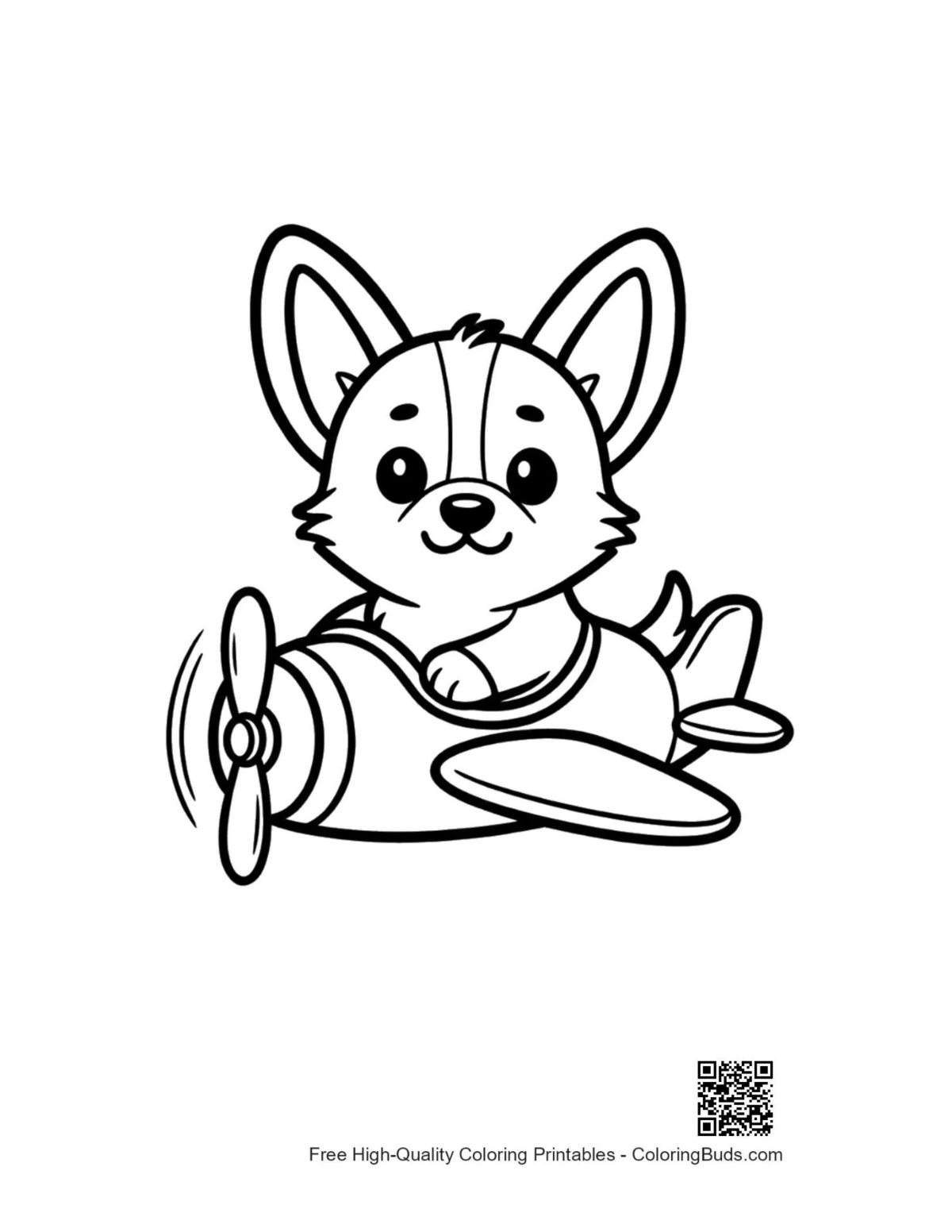 Corgi-valp flyr fly utskrivbar fargelegging