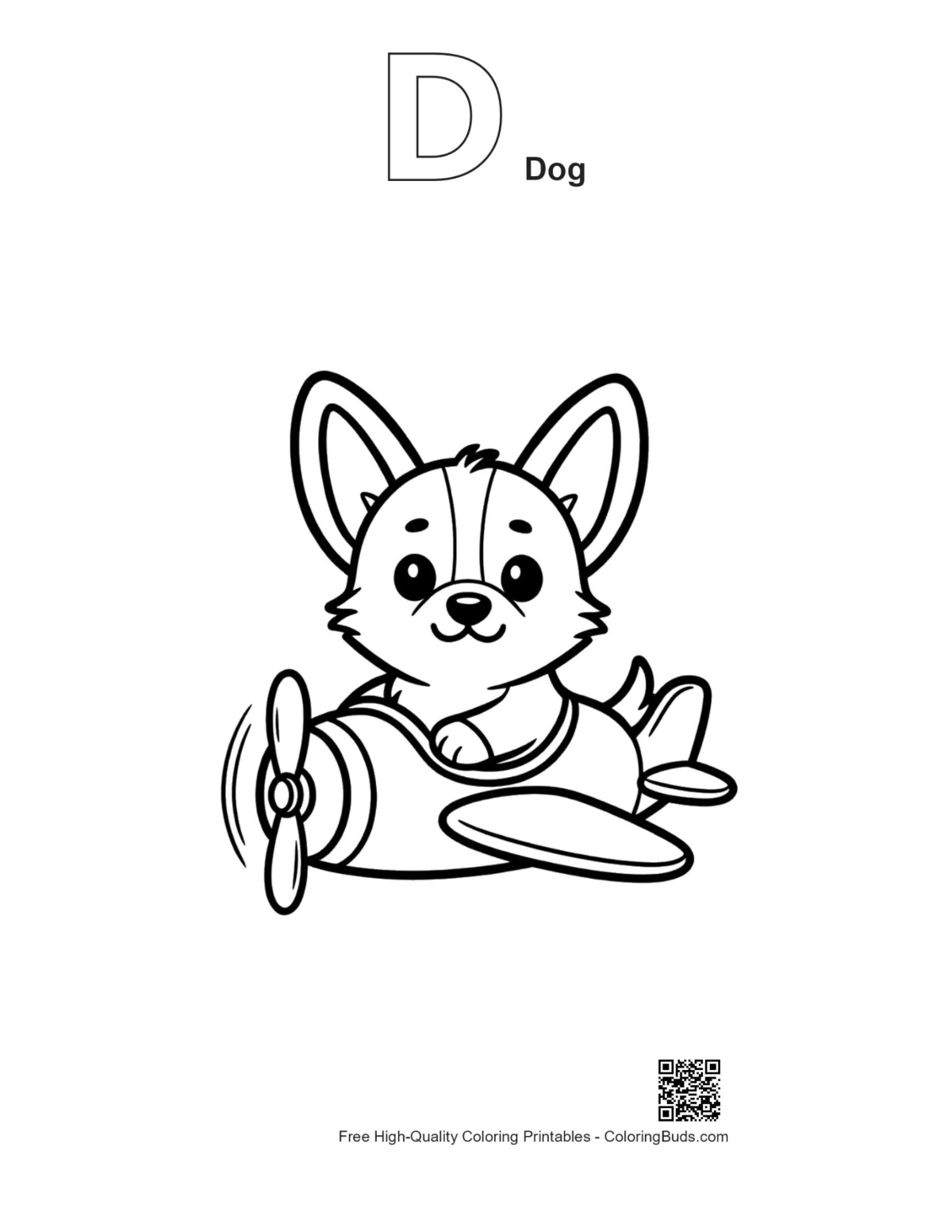 Corgi-valp fly kontur med D hund alfabet