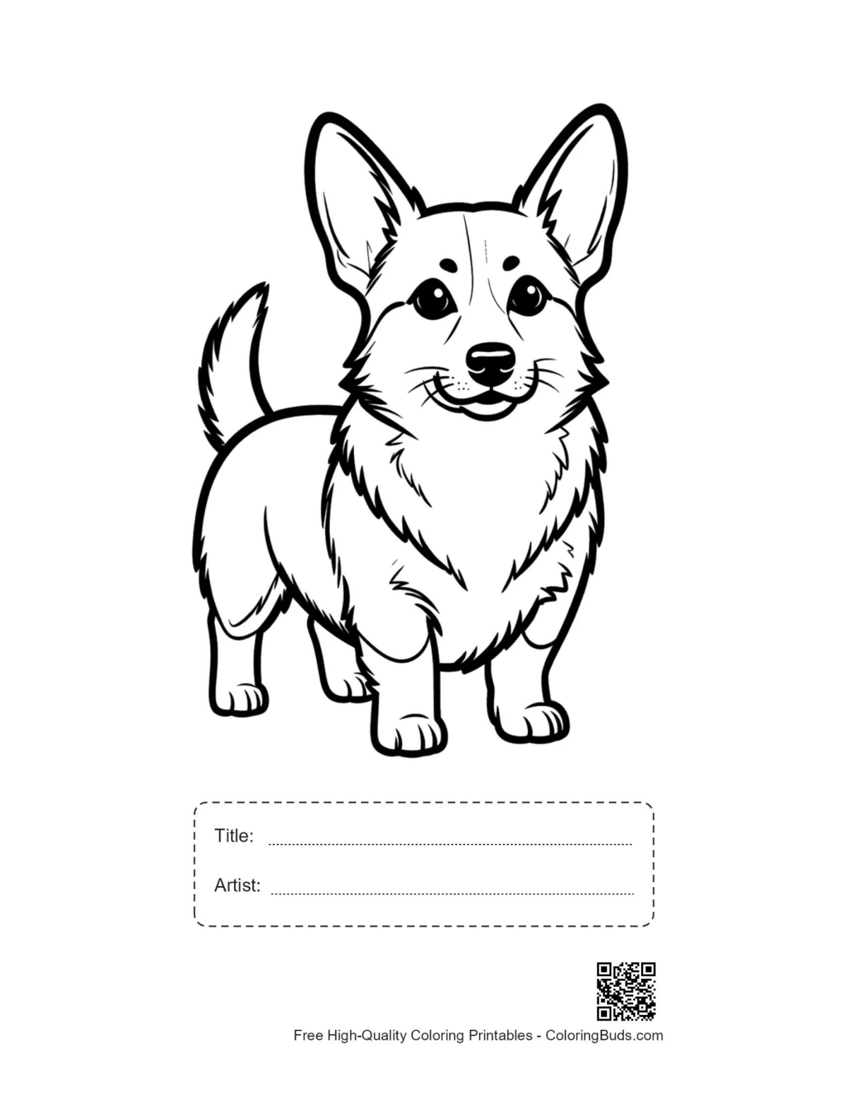 Corgi puppy printable with title box
