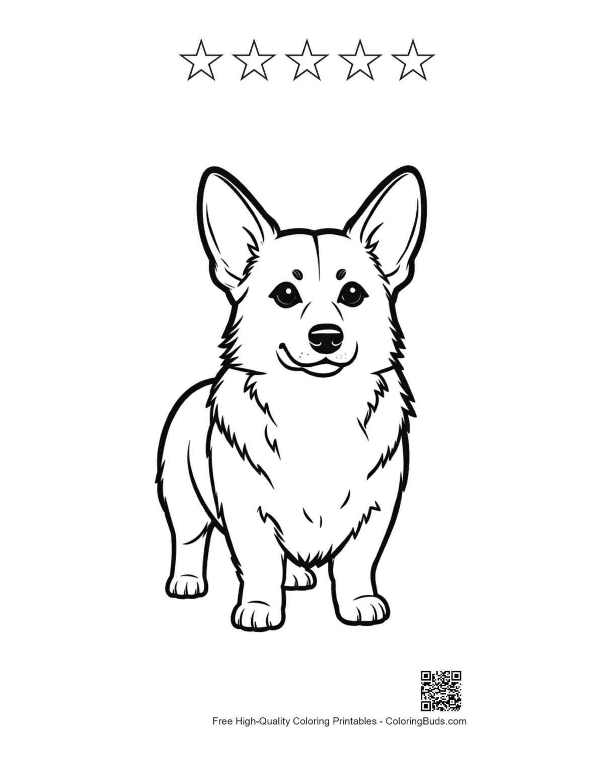 Corgi printable with 5 stars