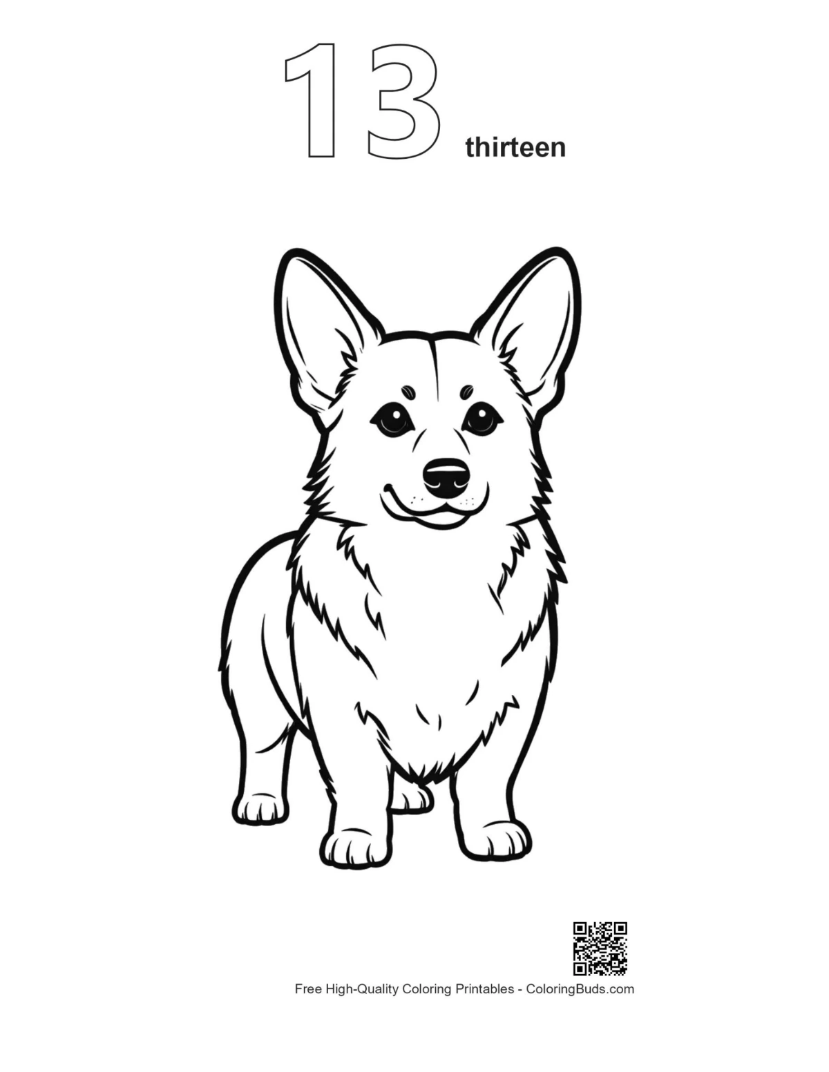 Corgi coloring page outline #13