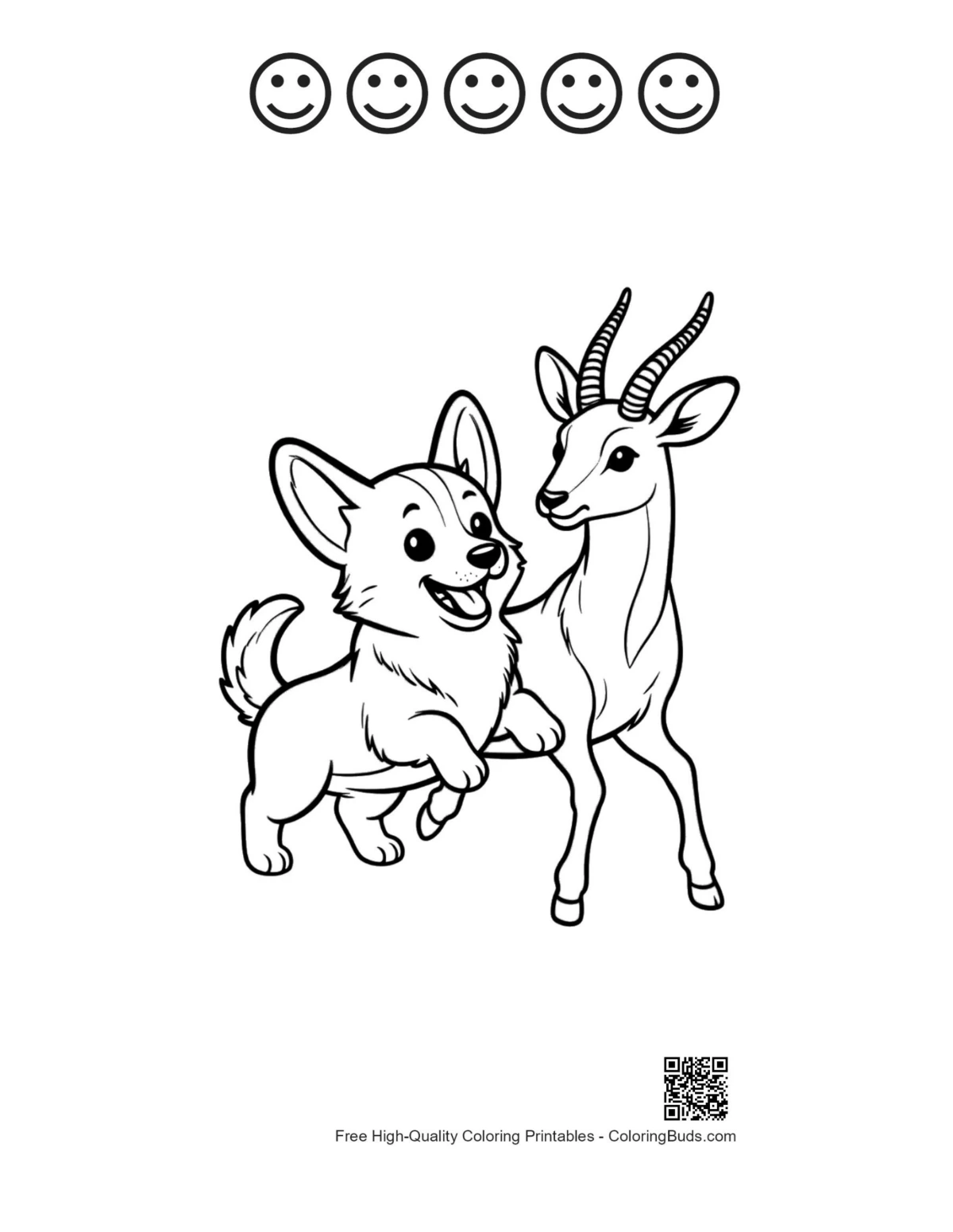 Corgi antelope 5 happy face outlines