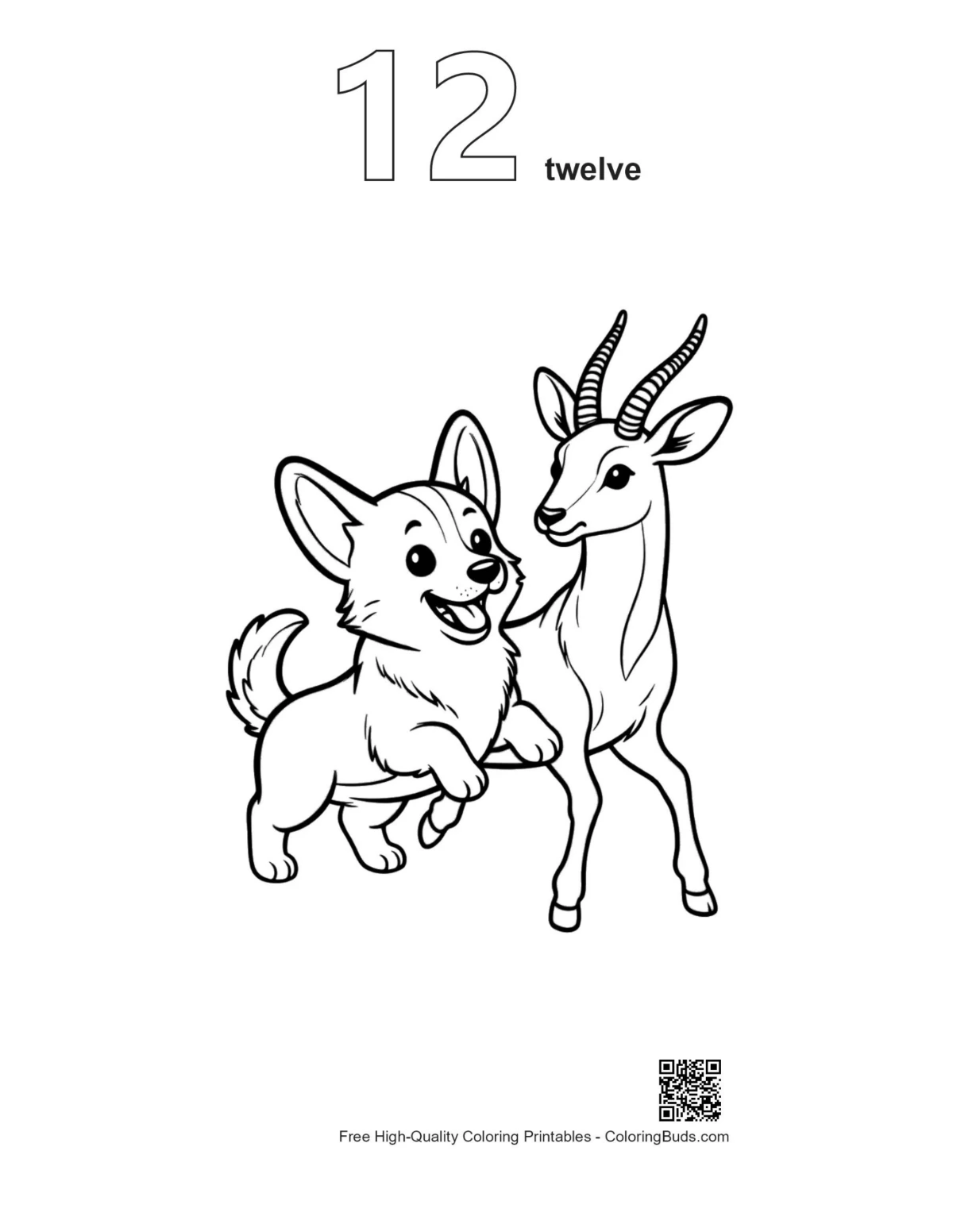 Corgi antelope outline with number 12