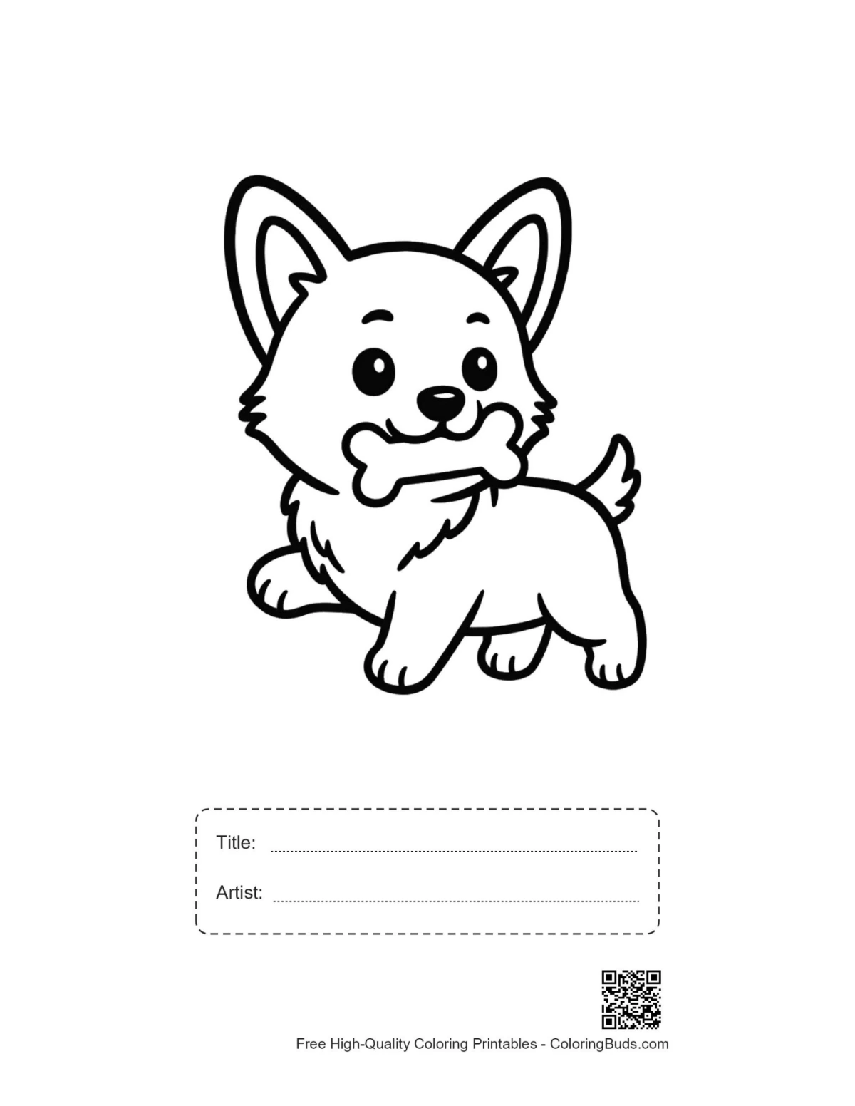 Corgi with bone printable including title artist box