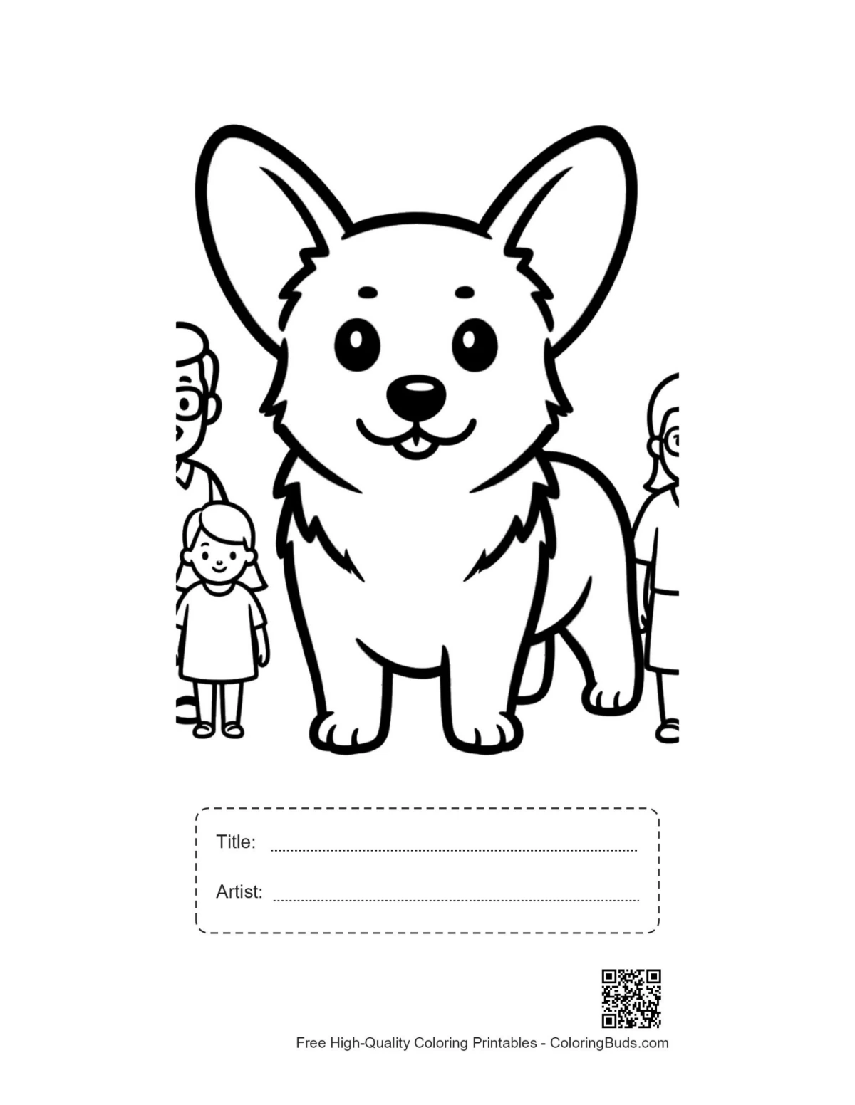 Corgi family printable with title box