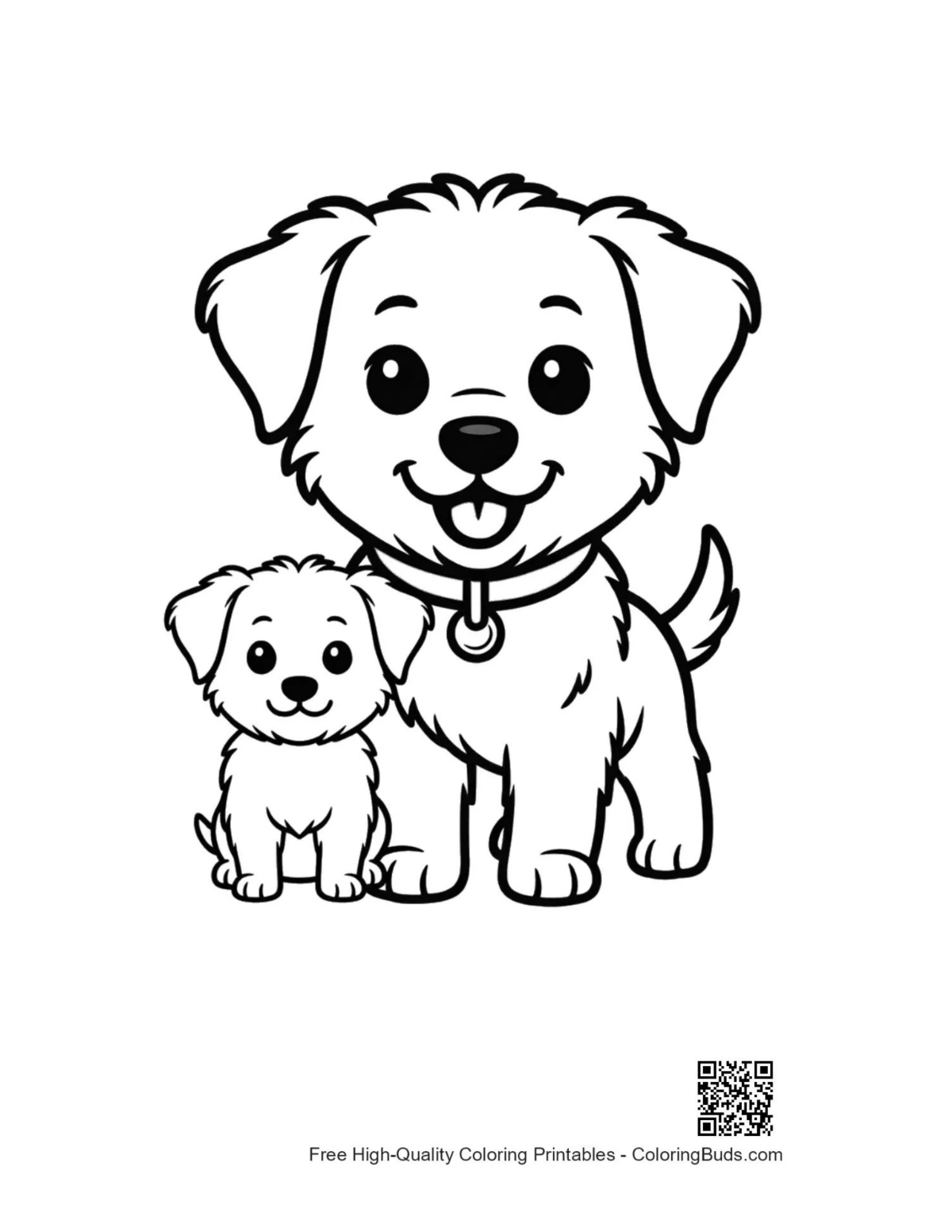 Adorable big and little pup duo illustration